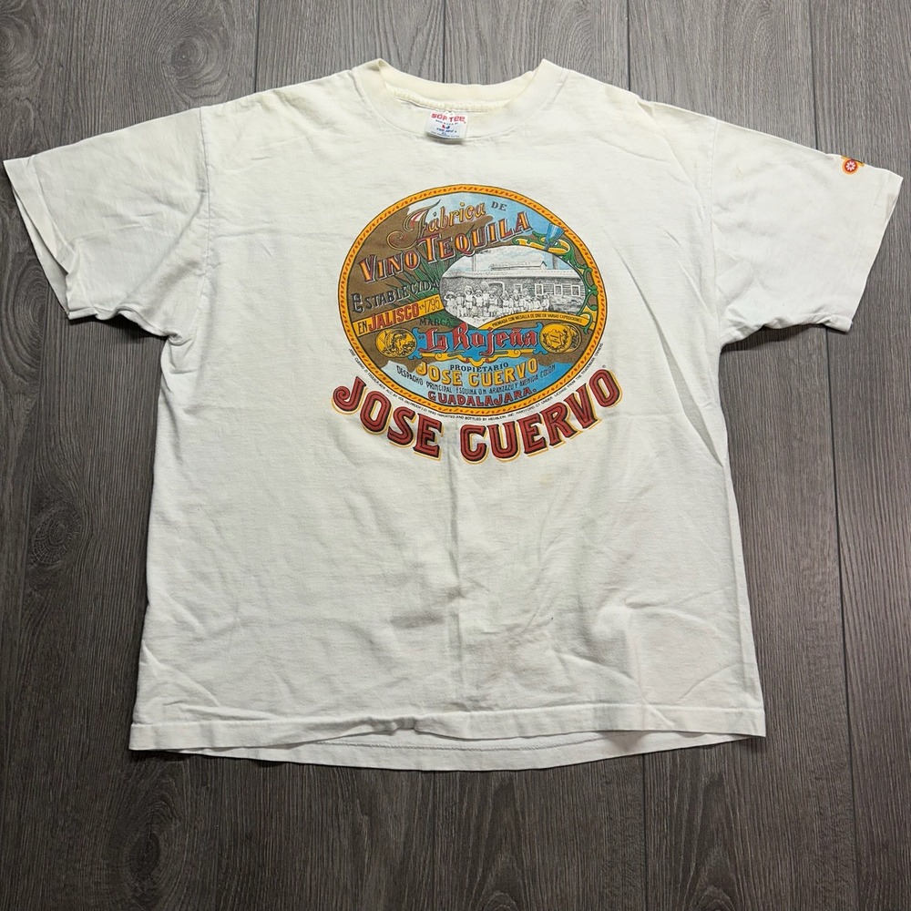 Vintage Jose Cuervo Tequila T Shirt 1990 Tee Jays Single Stitch XL Cream Mexico